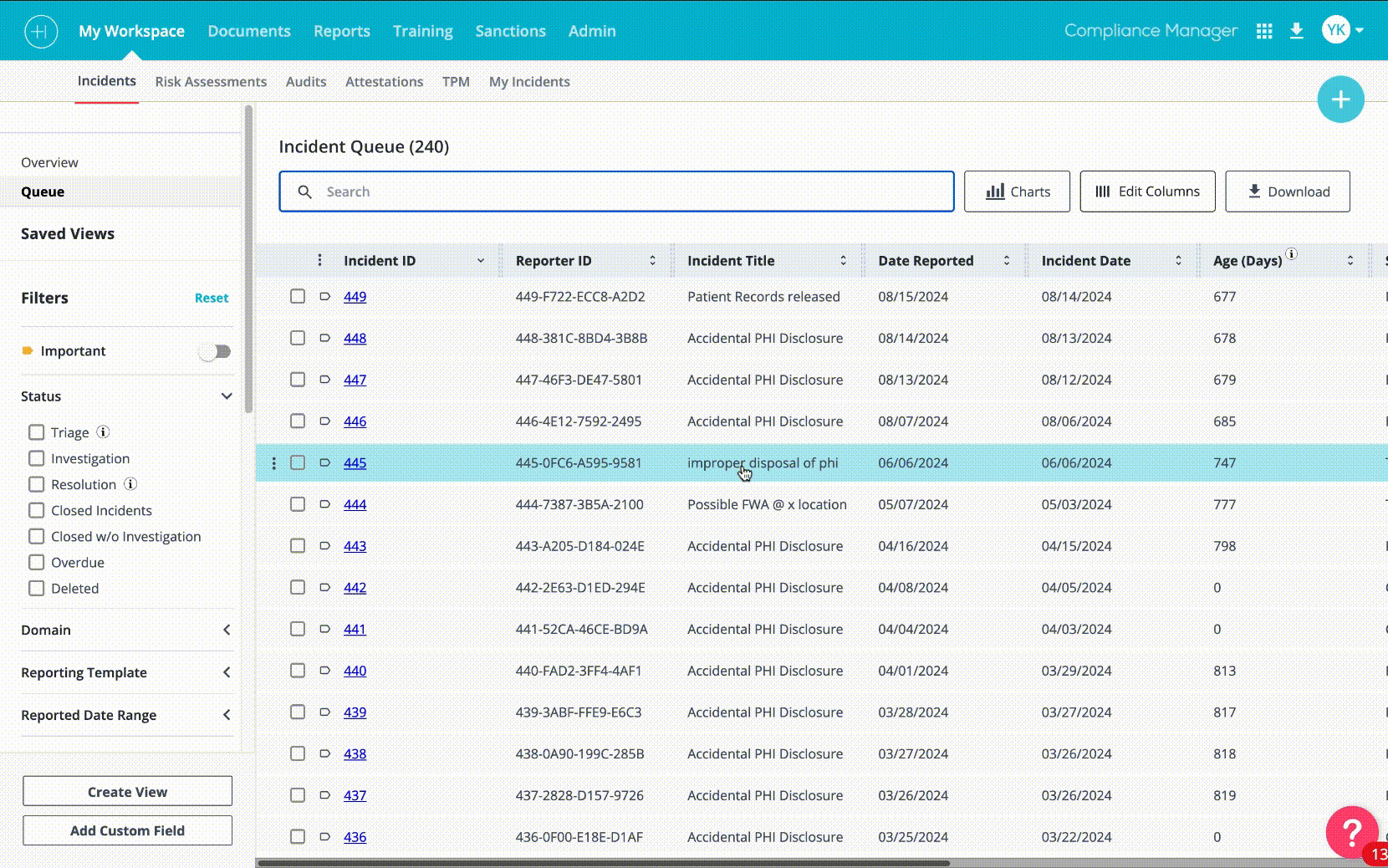 Infinite scroll — records load continuously as users navigate